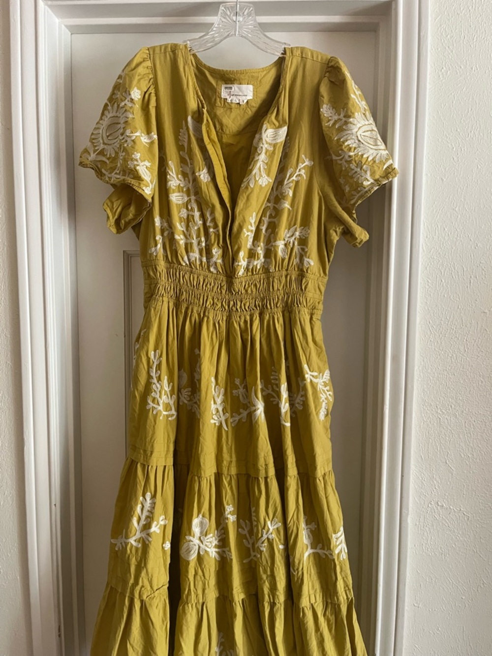 Anthropologie Sunflower Yellow Embroidered Maxi Dress - Picture 2 of 4